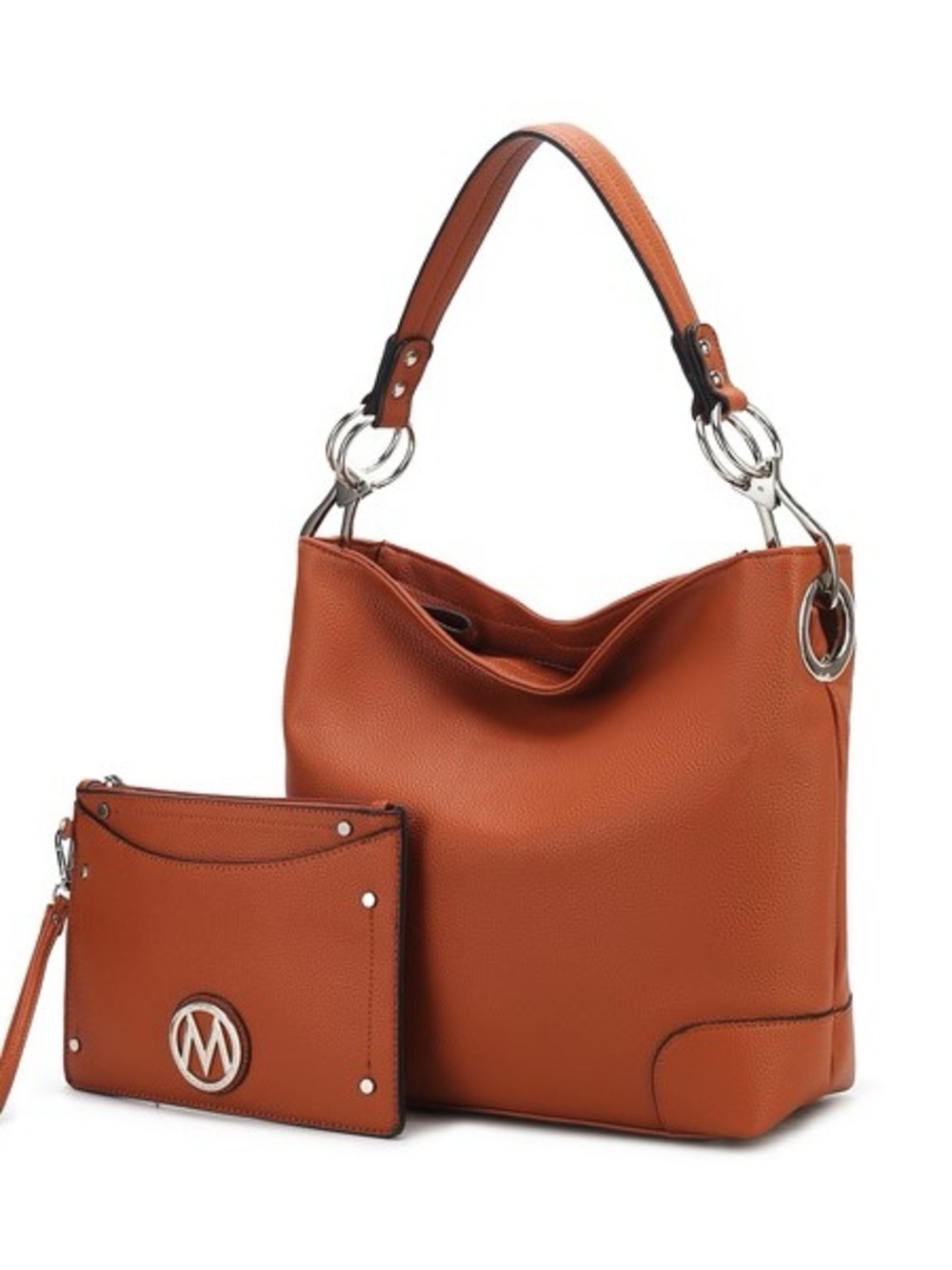 Cognac Hobo Shoulder Bag with Matching Pouch